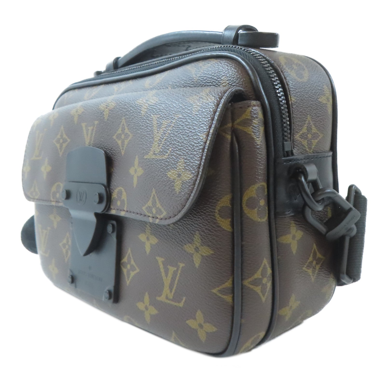 LOUIS VUITTON Monogram Slock Messenger黑扣手挽肩背兩用袋啡色