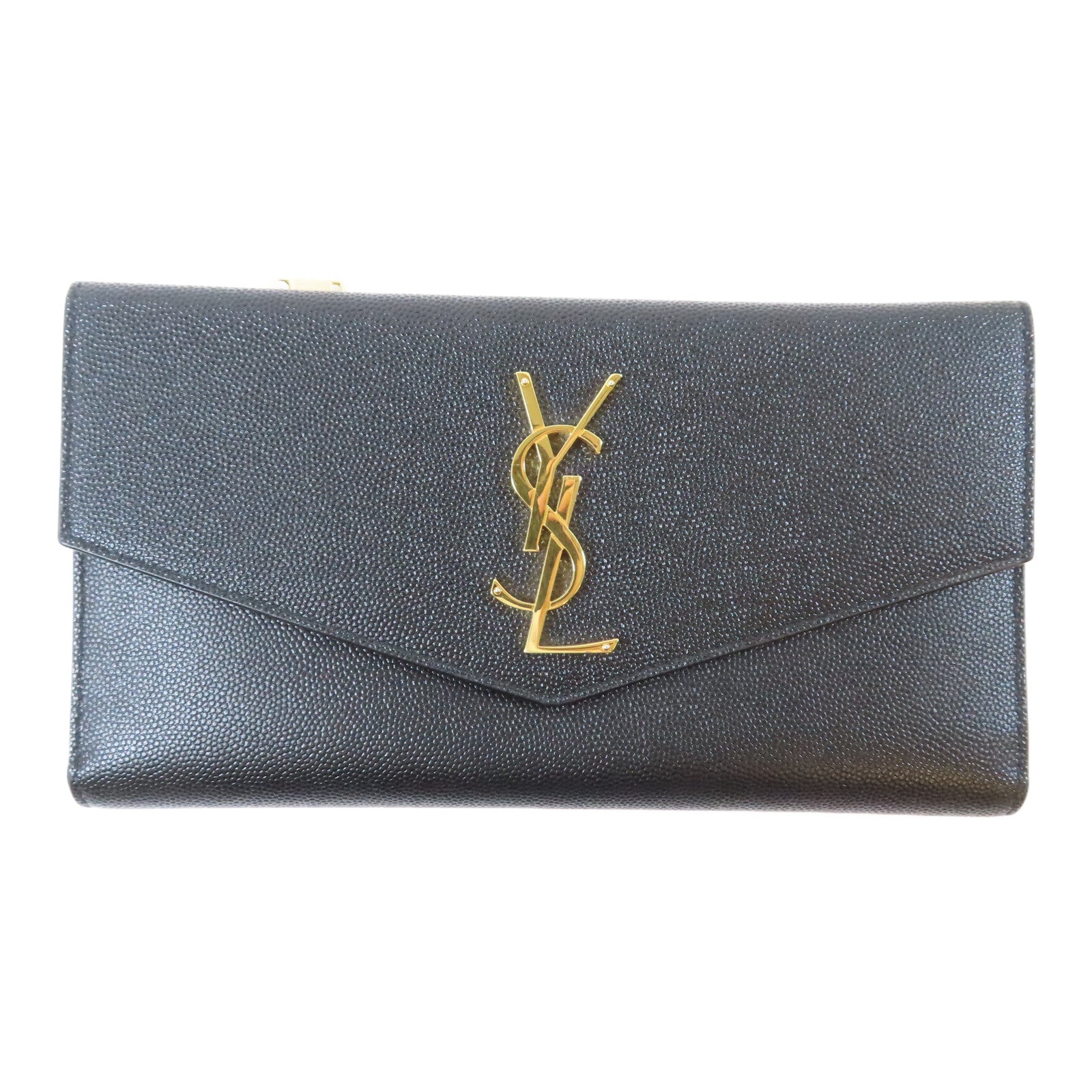 SAINT LAURENT 牛皮皮革Uptown Large Wallet金扣長錢包黑色
