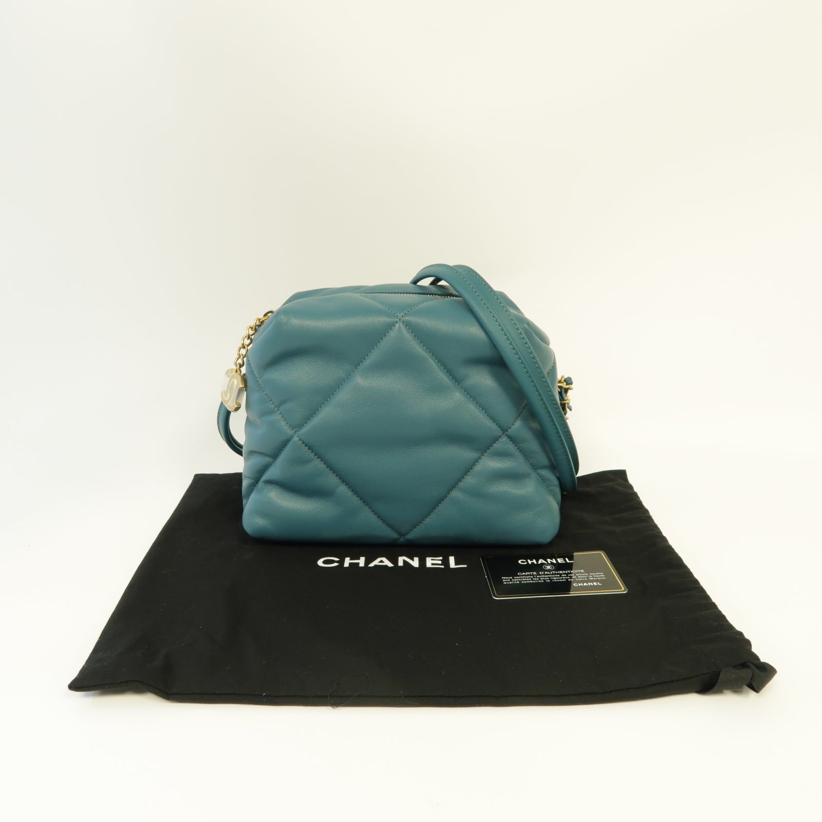 CHANEL 【激減優惠】菱格羊皮皮革Shoulder Bag金扣鏈帶肩背袋綠色