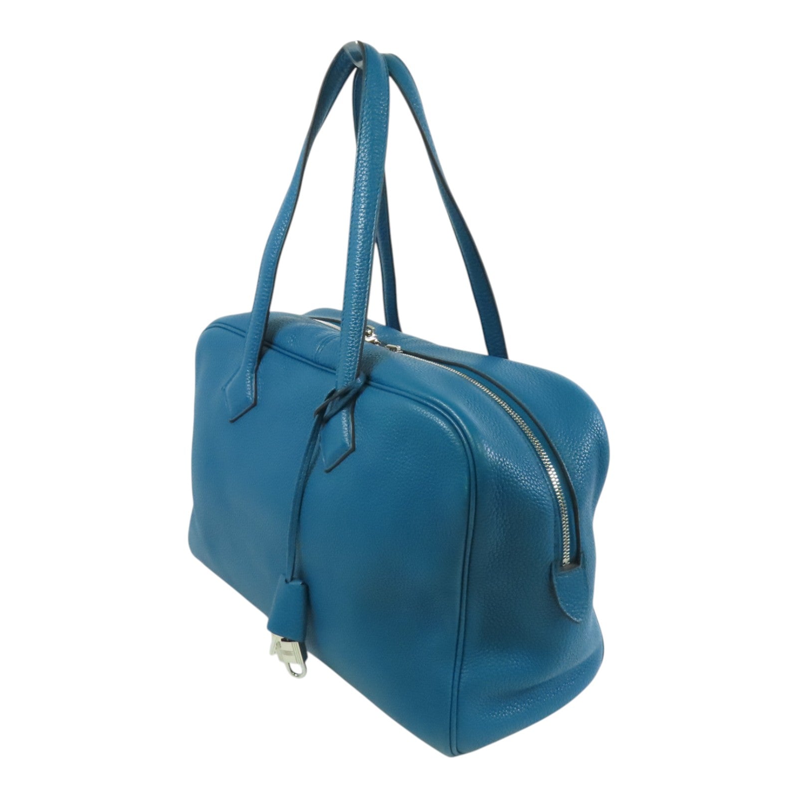 HERMES Clemence皮革Victoria銀扣手挽袋