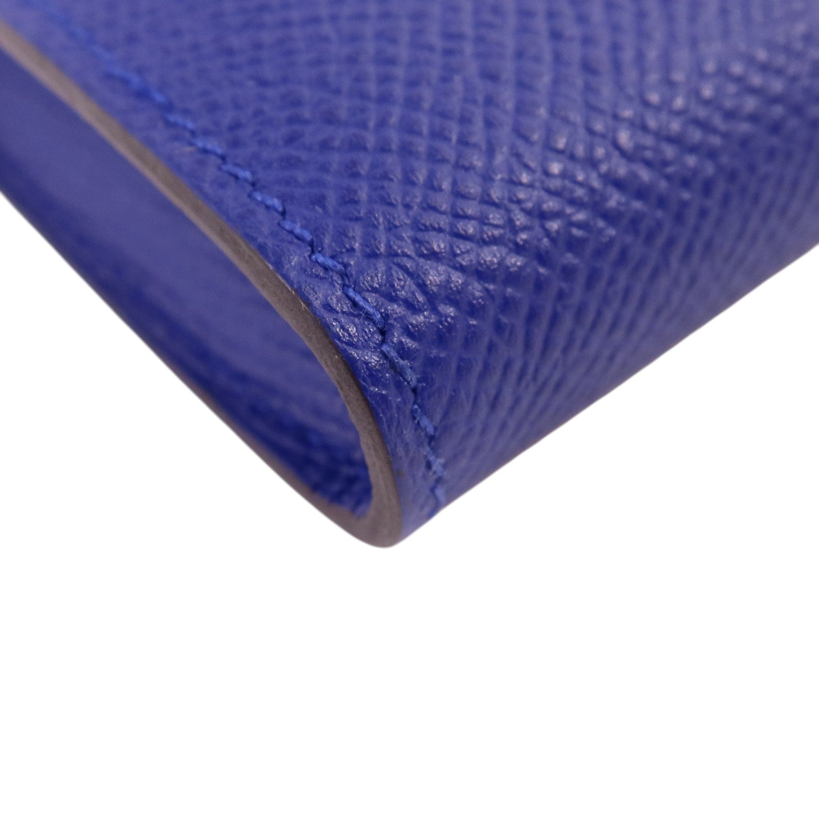 HERMES Epsom皮革Kelly Wallet銀扣長錢包Bleu Electrique