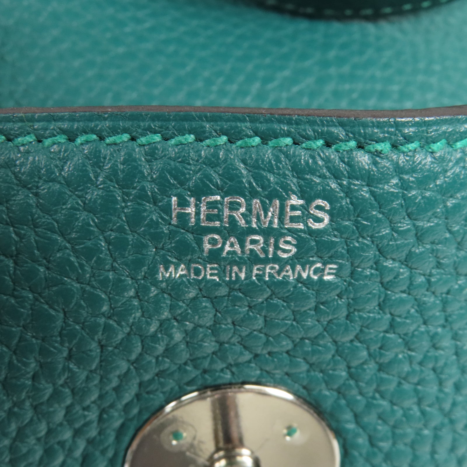 HERMES Clemence皮革Lindy 30銀扣手挽肩背兩用袋Malachite