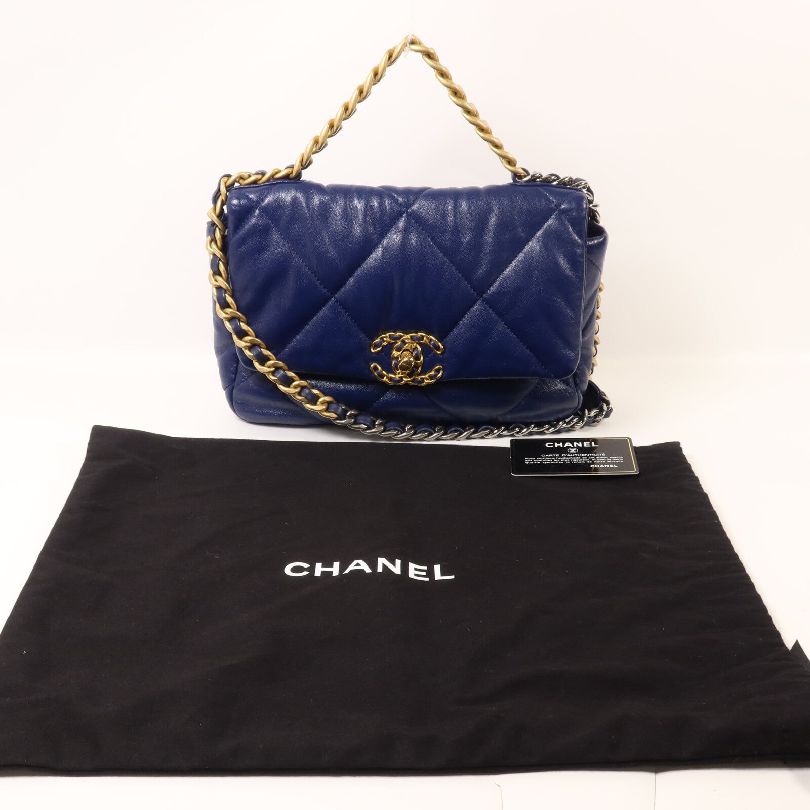 CHANEL 牛皮皮革C19 Small鏈帶手挽肩背兩用袋