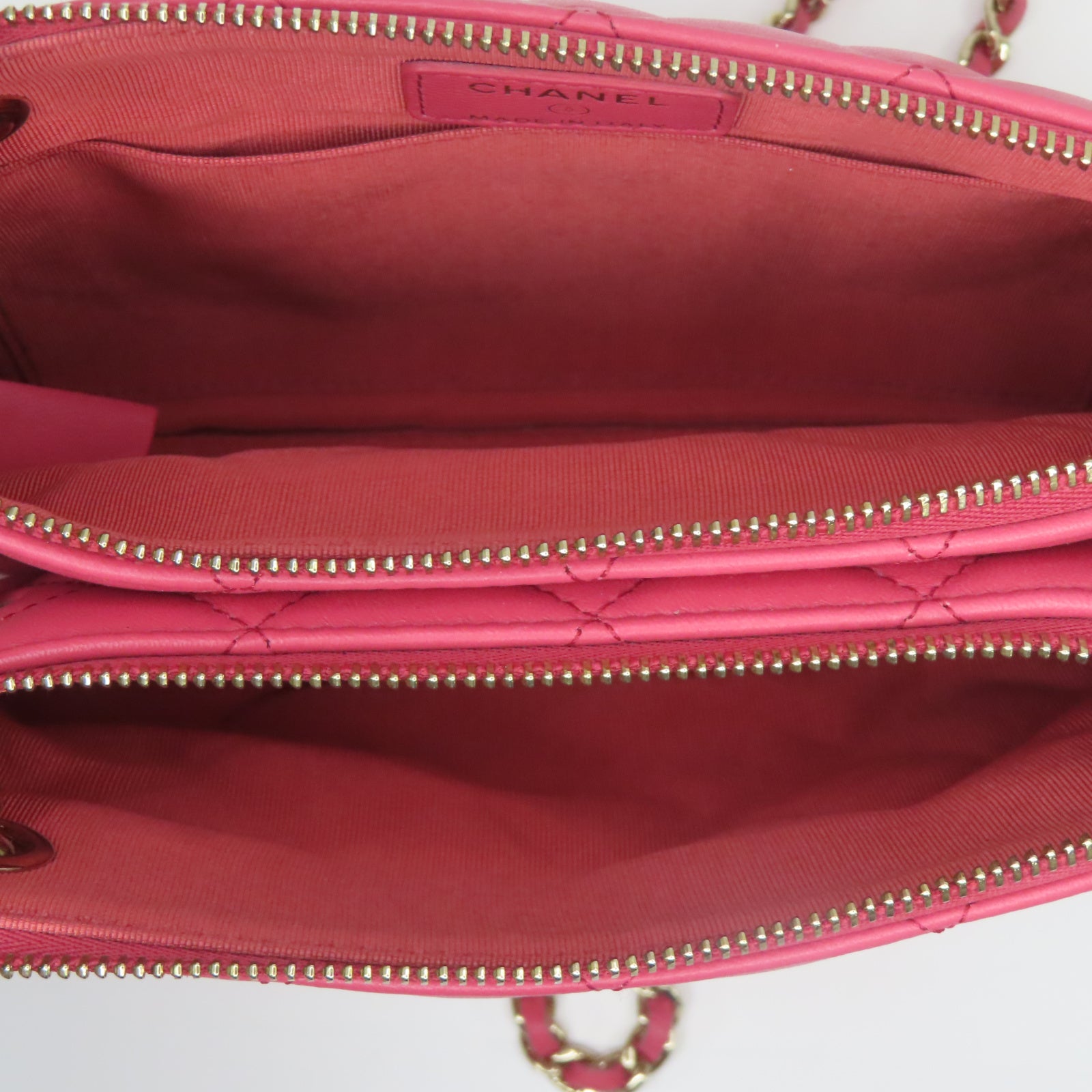 CHANEL 【激減優惠】菱格羊皮皮革Chain Shoulder Bag金扣肩背袋粉紅色