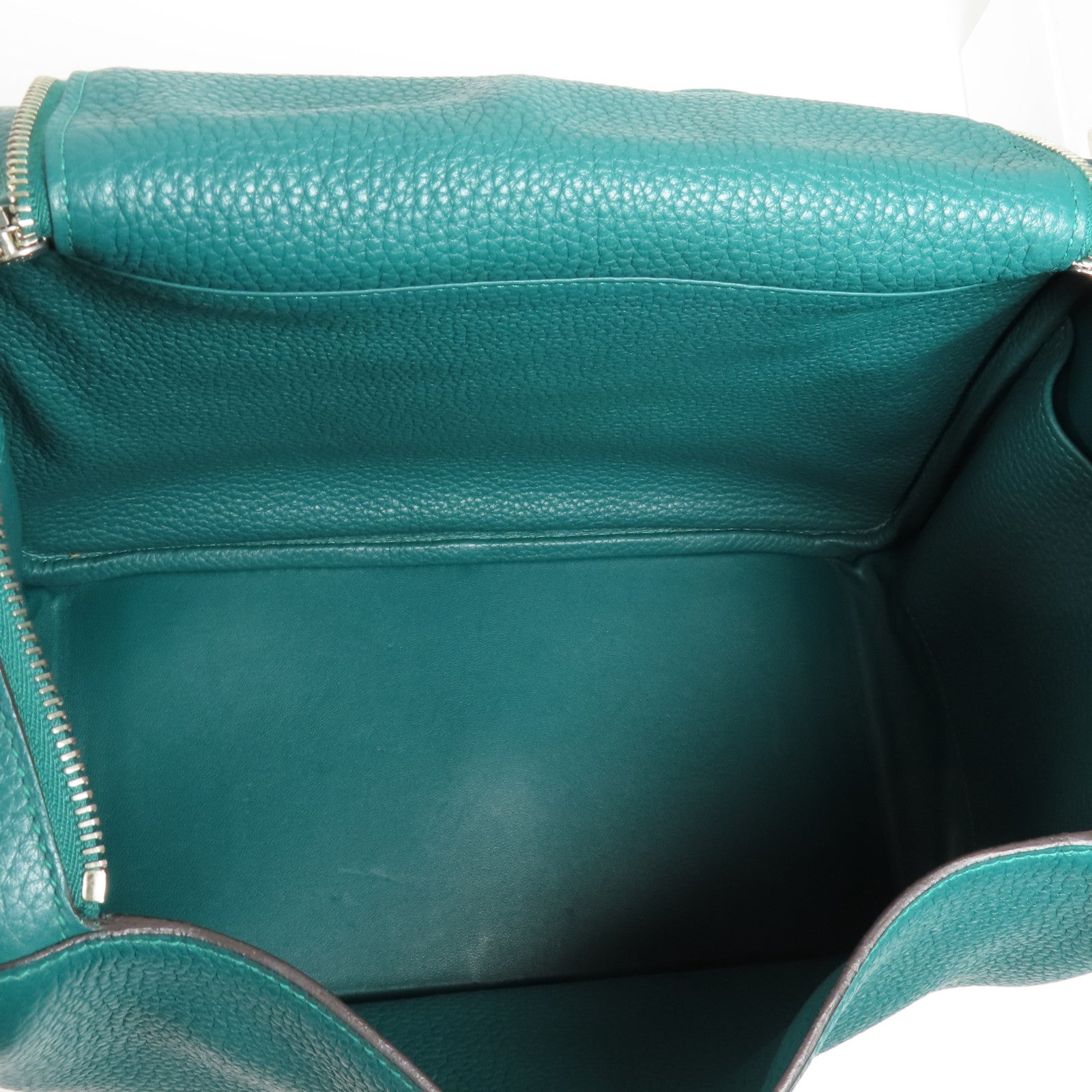 HERMES Clemence皮革Lindy 30銀扣手挽肩背兩用袋Malachite