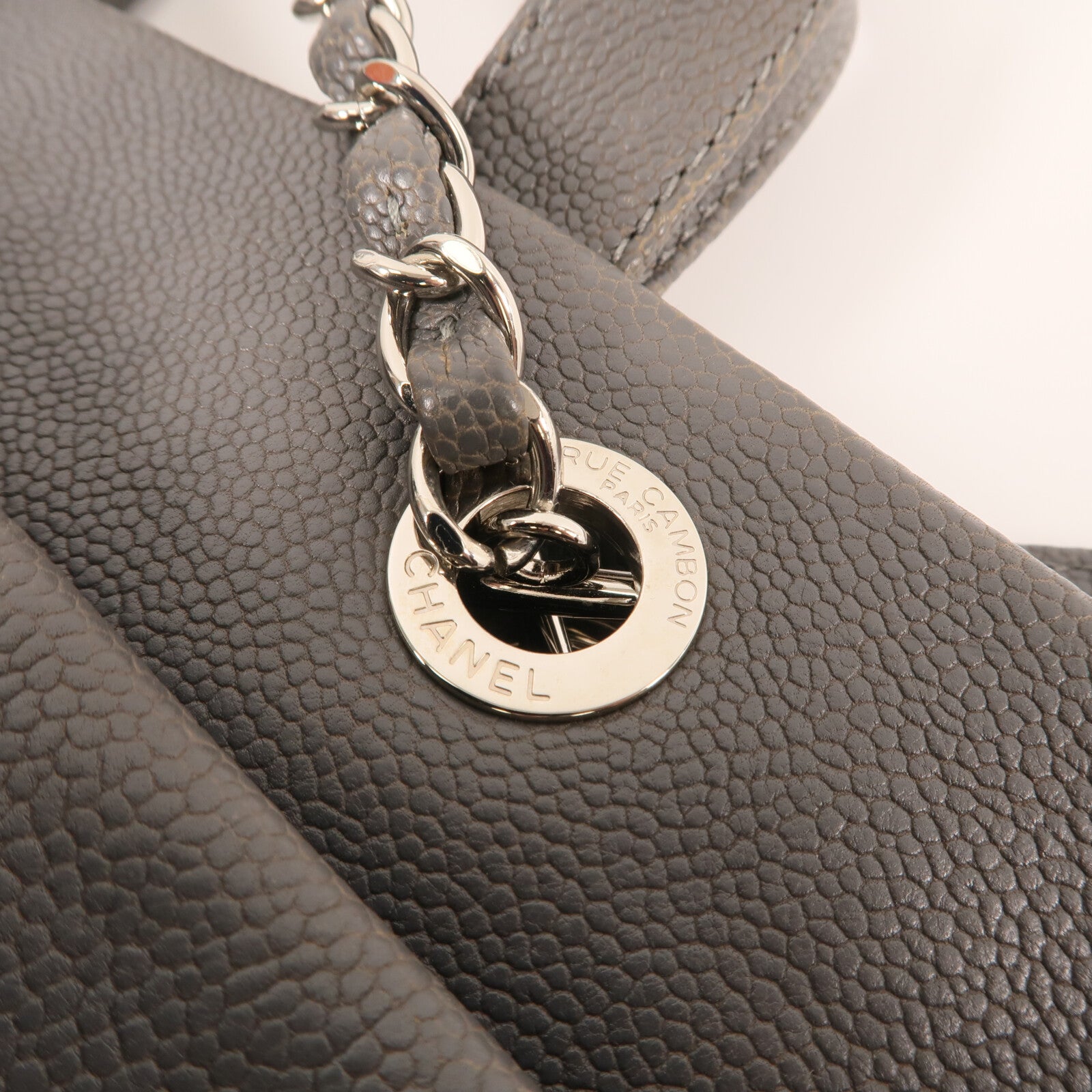 CHANEL 牛皮皮革Shoulder Bag銀扣手挽肩背兩用袋