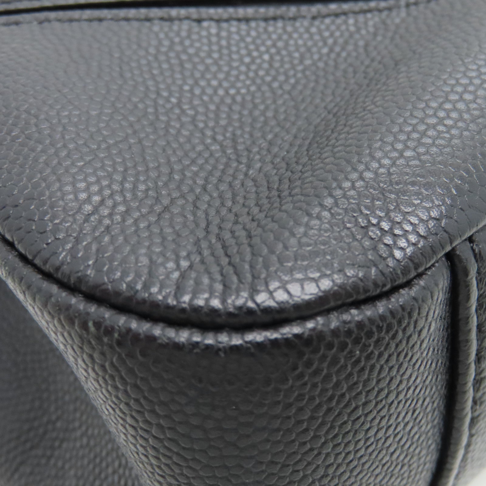 CHANEL Twill Caviar Leather Chain Shoulder Silver Buckle Chain Shoulder Bag Black