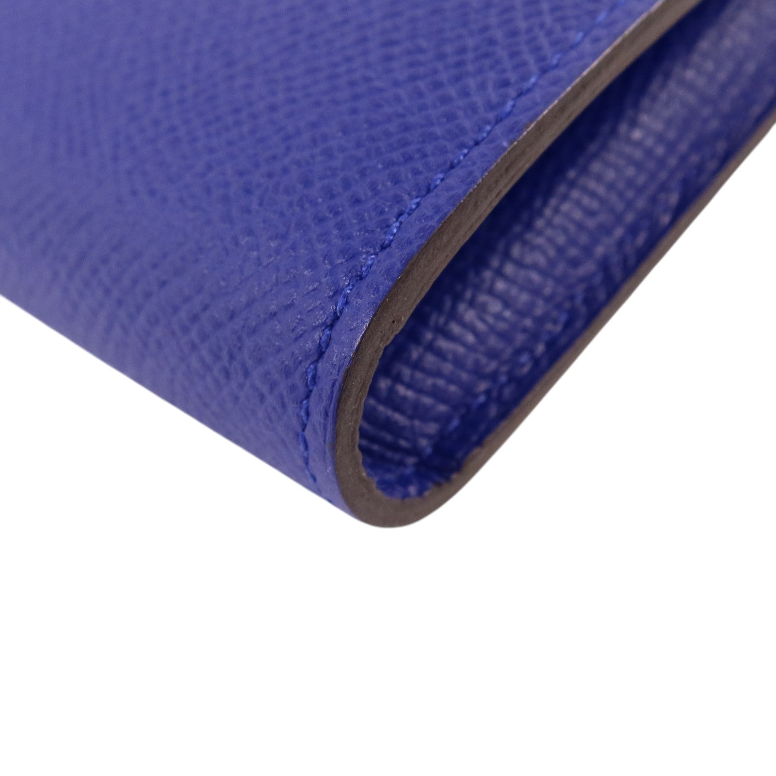 HERMES Epsom皮革Kelly Wallet銀扣長錢包Bleu Electrique