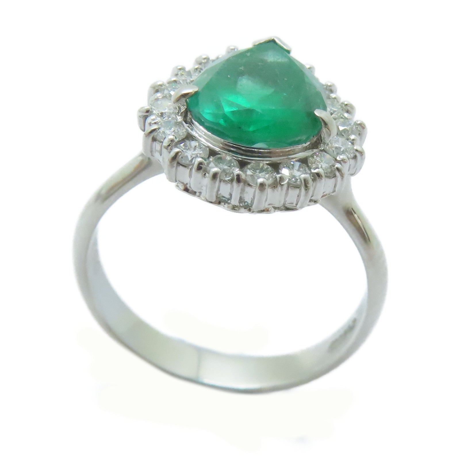 JEWELRY PT900鉑金Emerald Ring 1.85ct綠寶石/0.37ct鑽石戒指US#6.25