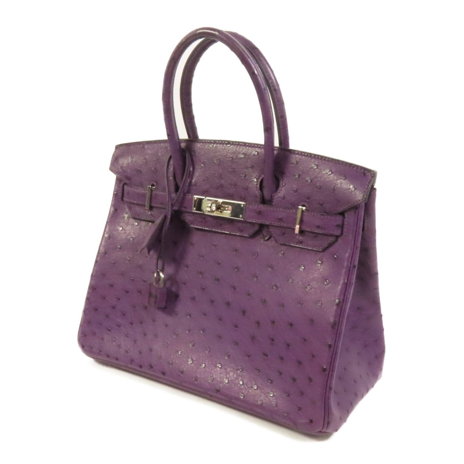 HERMES 【激減優惠】鴕鳥皮革Birkin 30銀扣手挽袋Amethyst