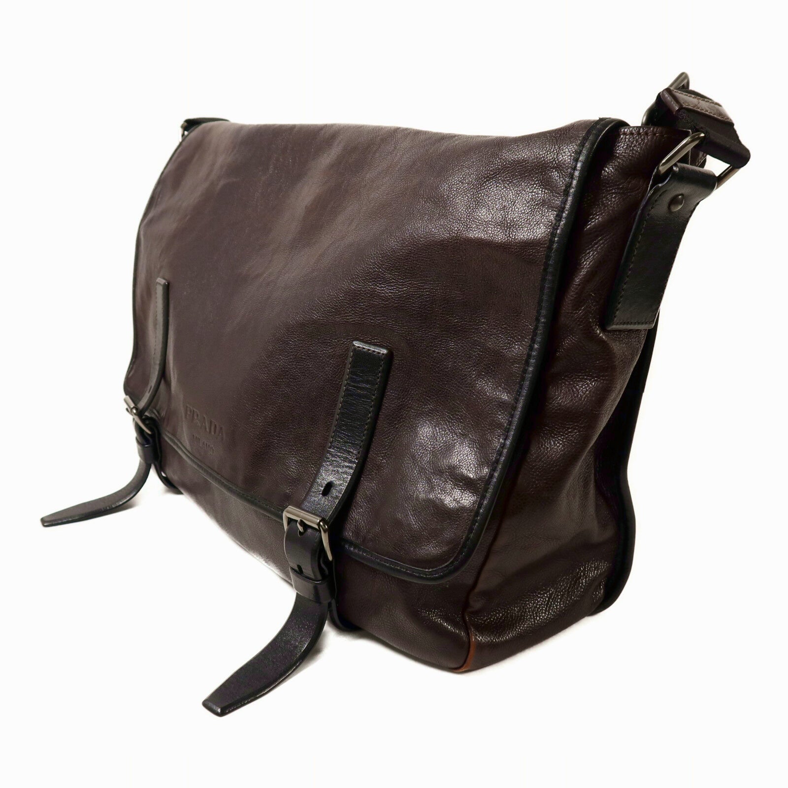 PRADA Cervo皮革Messenger Bag肩背袋