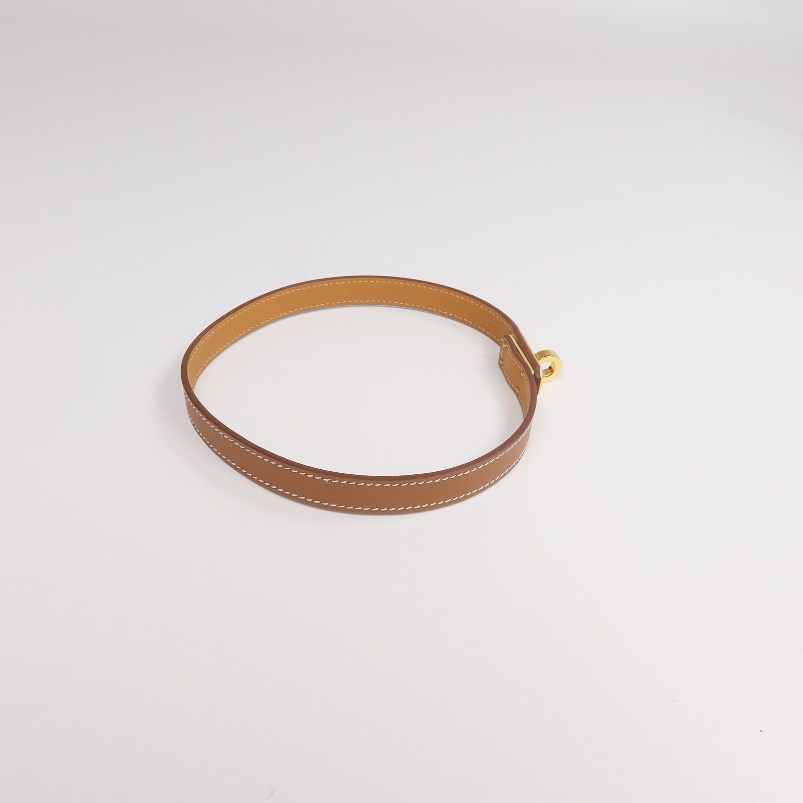HERMES 牛皮皮革Mini Kelly Choker金扣項鍊Gold