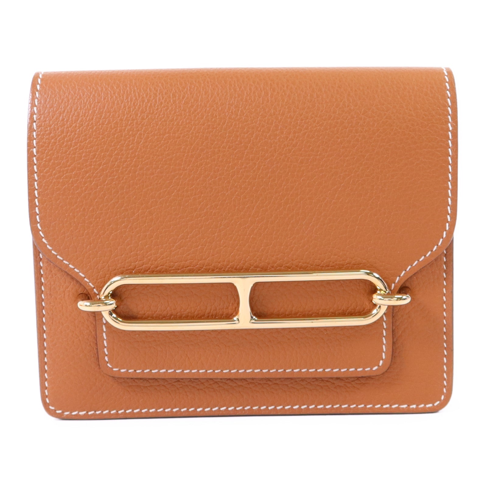 HERMES Evercolor皮革Roulis Slim金扣錢包Gold