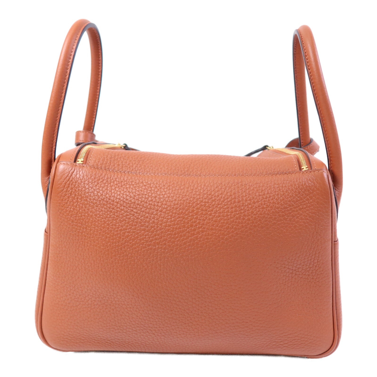 HERMES Clemence皮革Lindy 26金扣手挽肩背兩用袋Cuivre