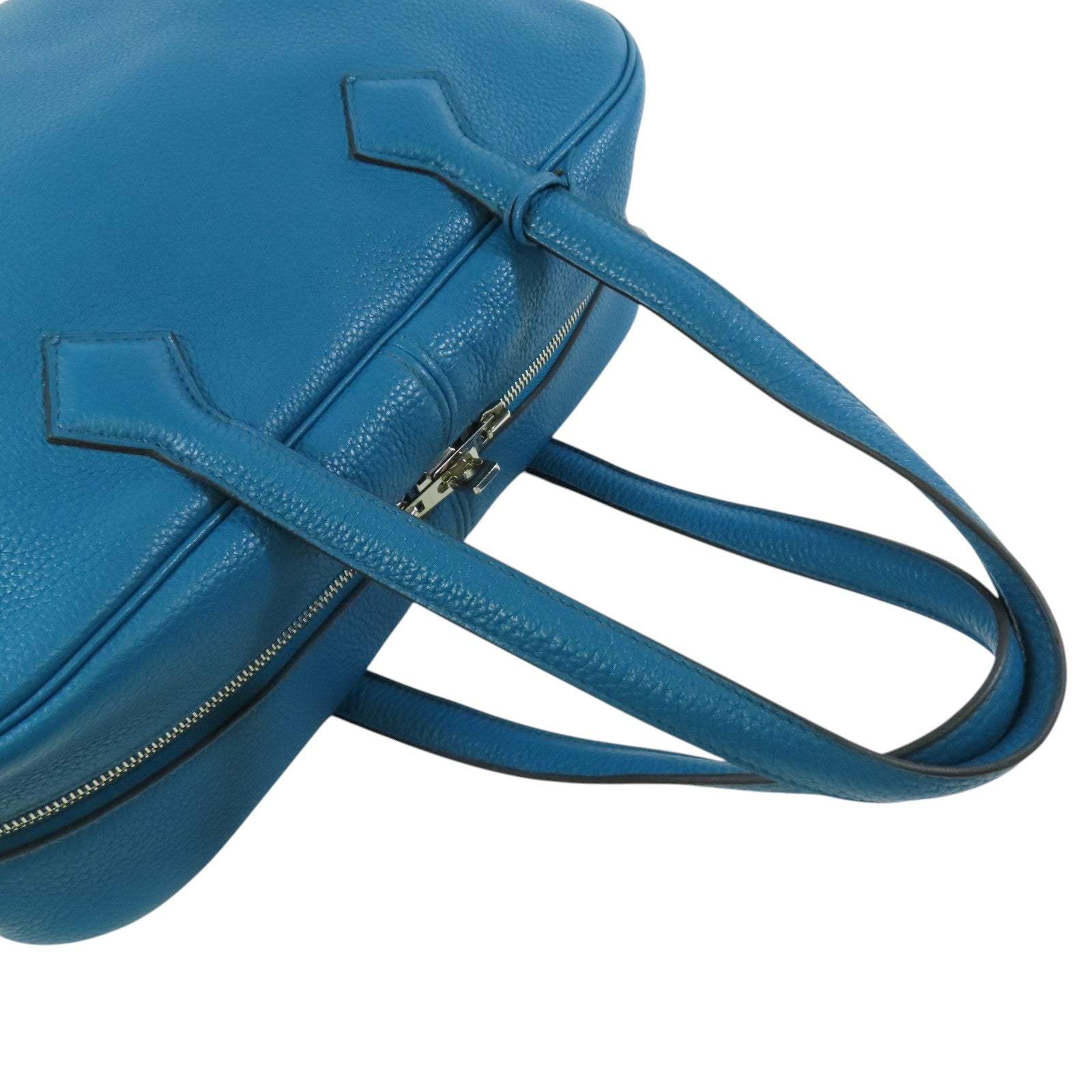 HERMES Clemence皮革Victoria銀扣手挽袋