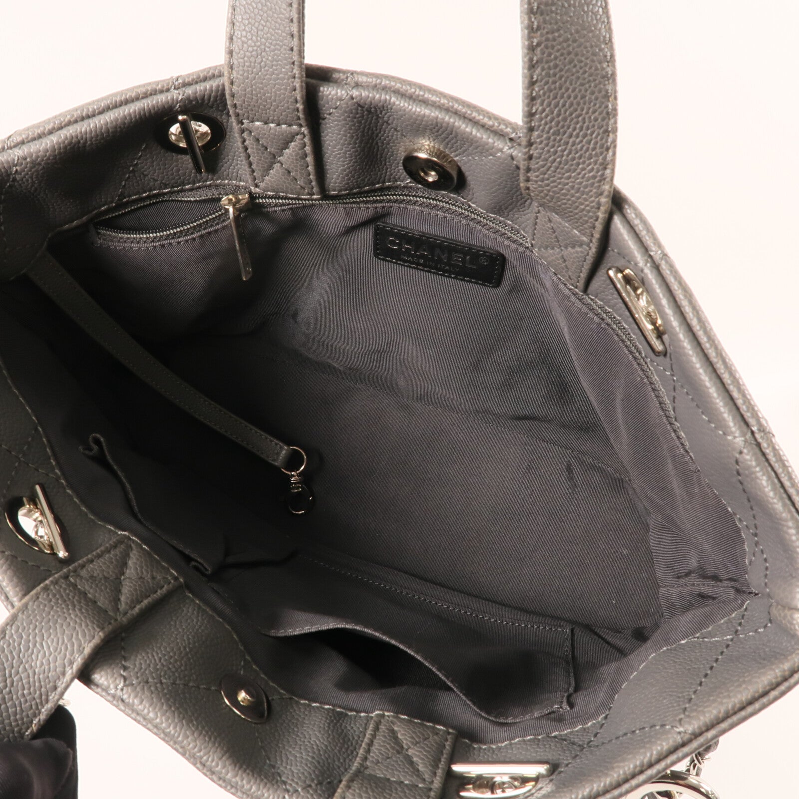 CHANEL 牛皮皮革Shoulder Bag銀扣手挽肩背兩用袋