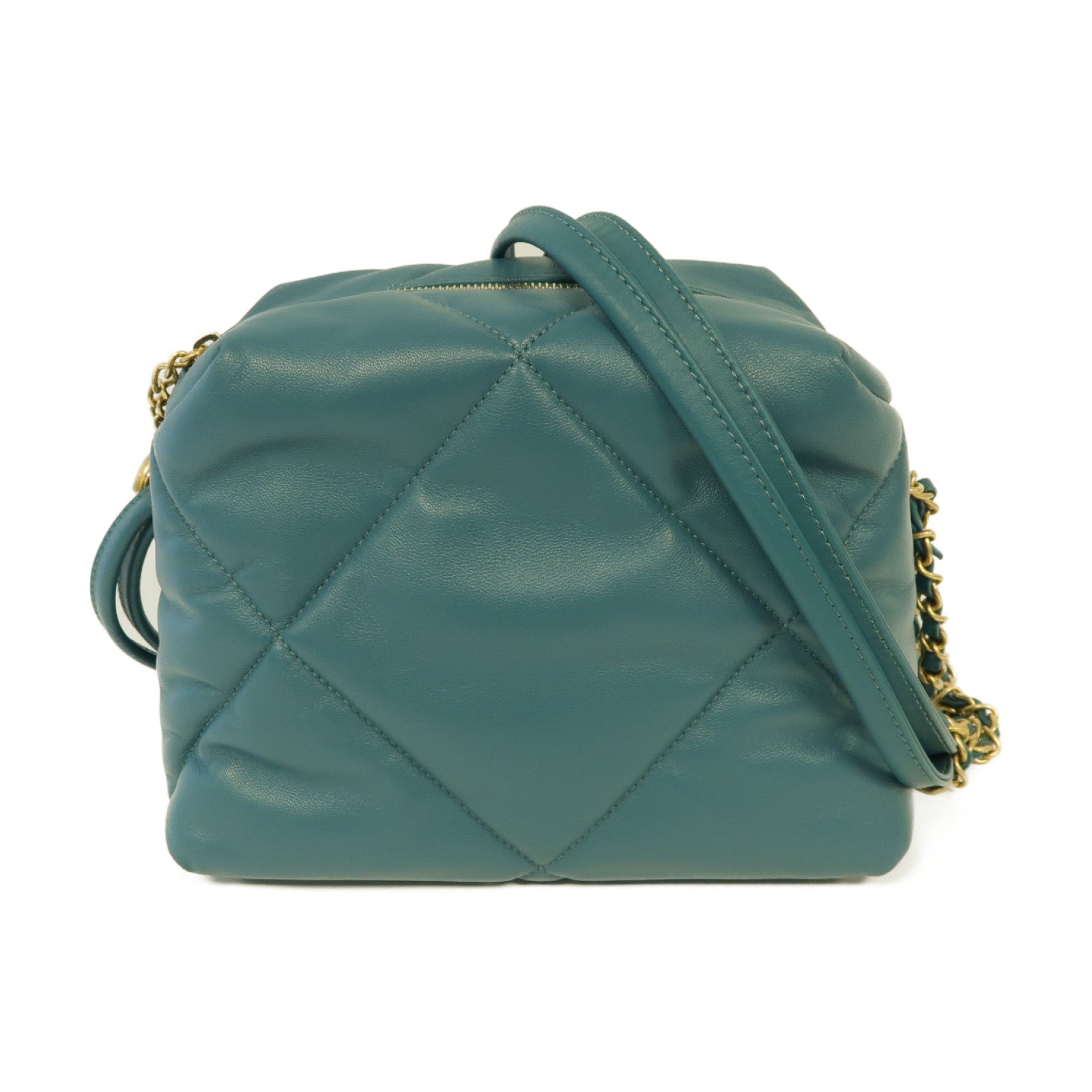 CHANEL 【激減優惠】菱格羊皮皮革Shoulder Bag金扣鏈帶肩背袋綠色