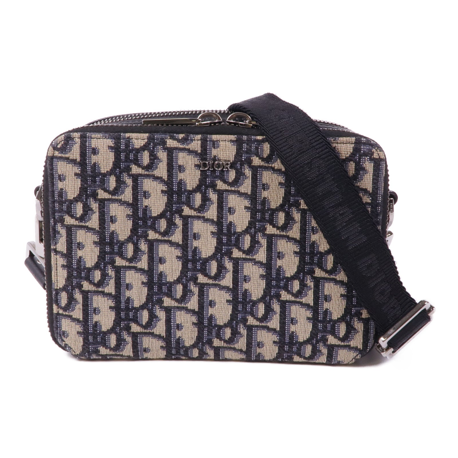 Dior 帆布Oblique銀扣肩背袋