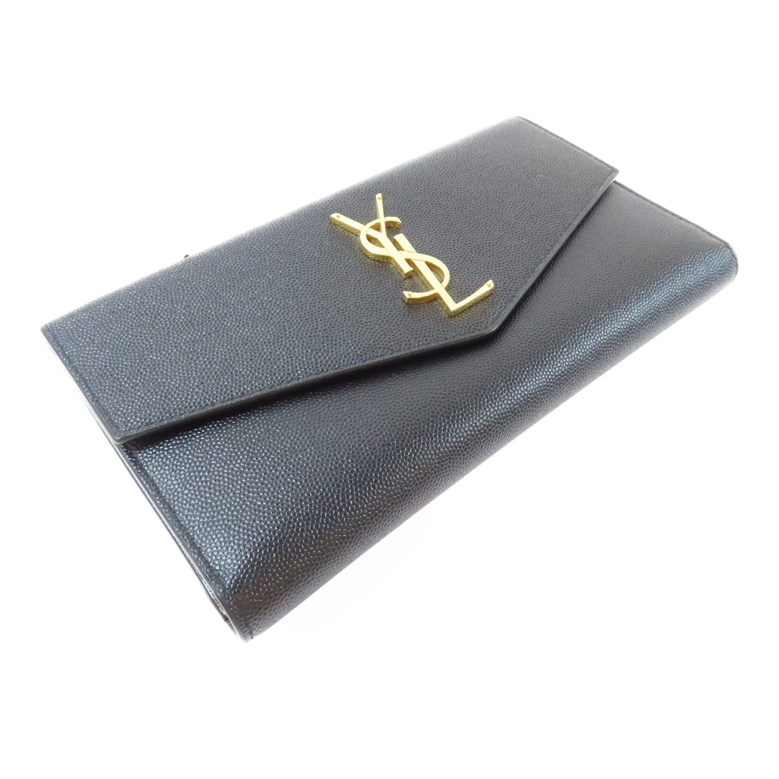 SAINT LAURENT 牛皮皮革Uptown Large Wallet金扣長錢包黑色