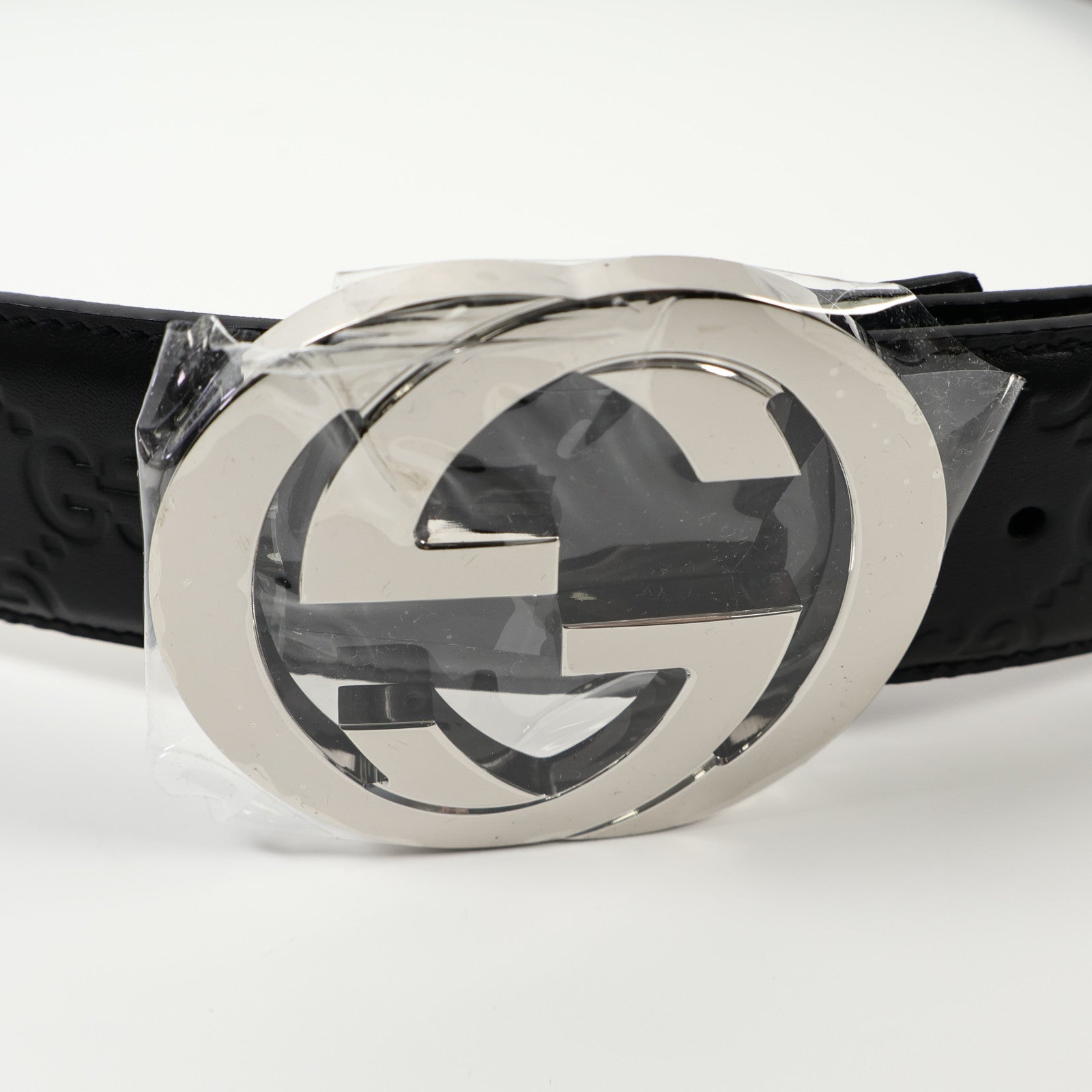 GUCCI 牛皮皮革Belt銀扣皮帶