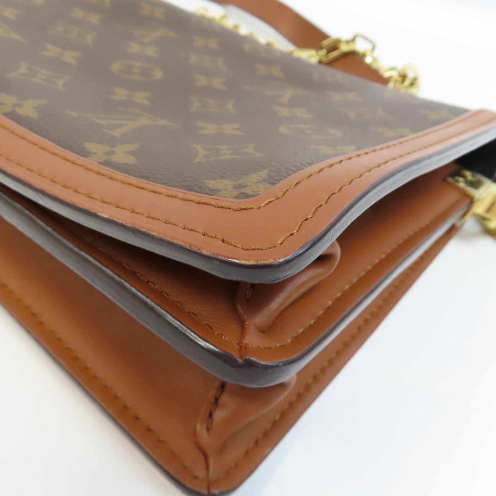 LOUIS VUITTON Monogram Dauphine MM金扣鏈帶肩背袋啡色