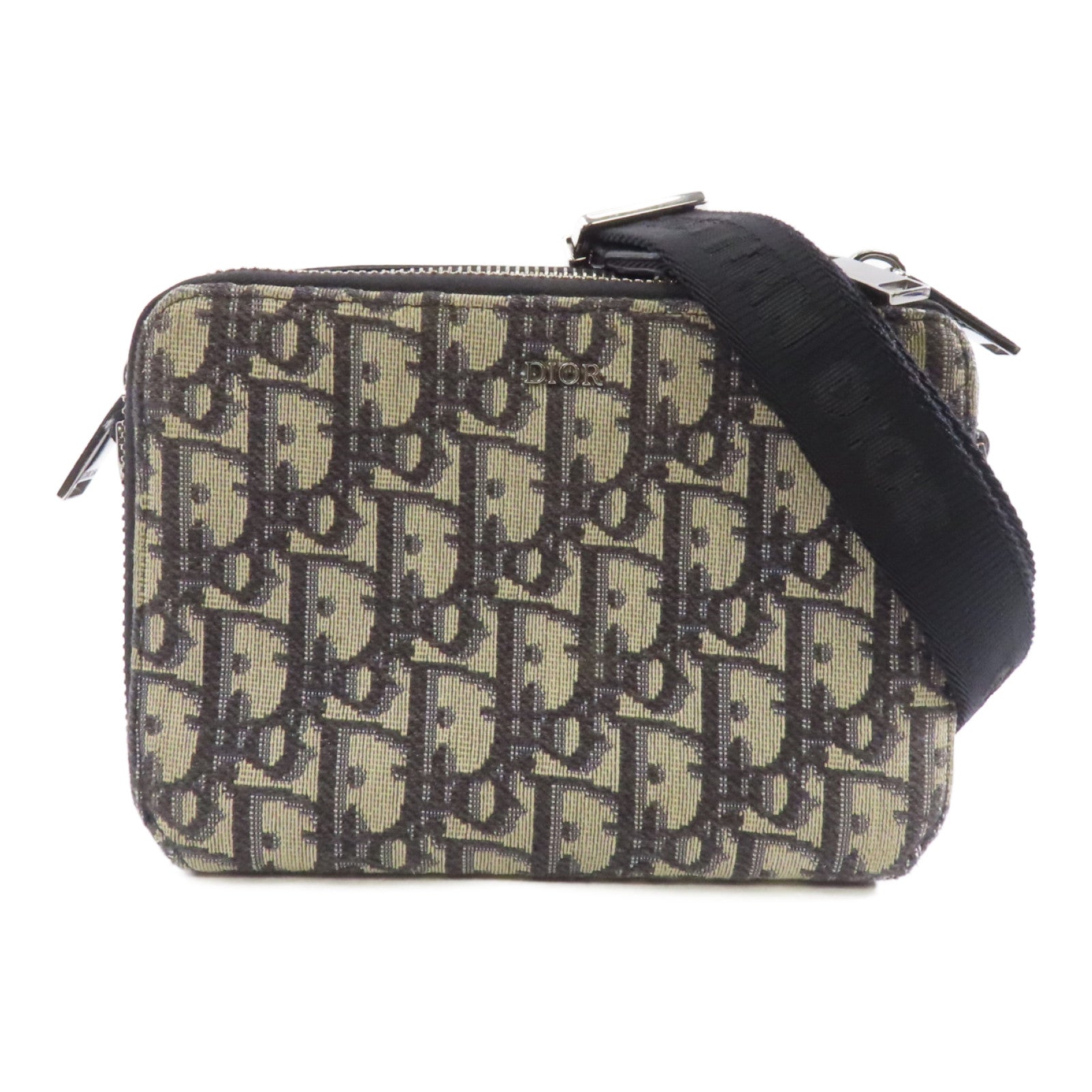 Dior 帆布Camera Bag銀扣肩背袋黑色