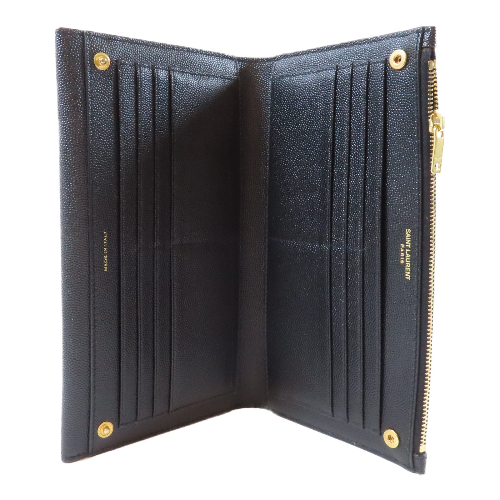 SAINT LAURENT 牛皮皮革Uptown Large Wallet金扣長錢包黑色