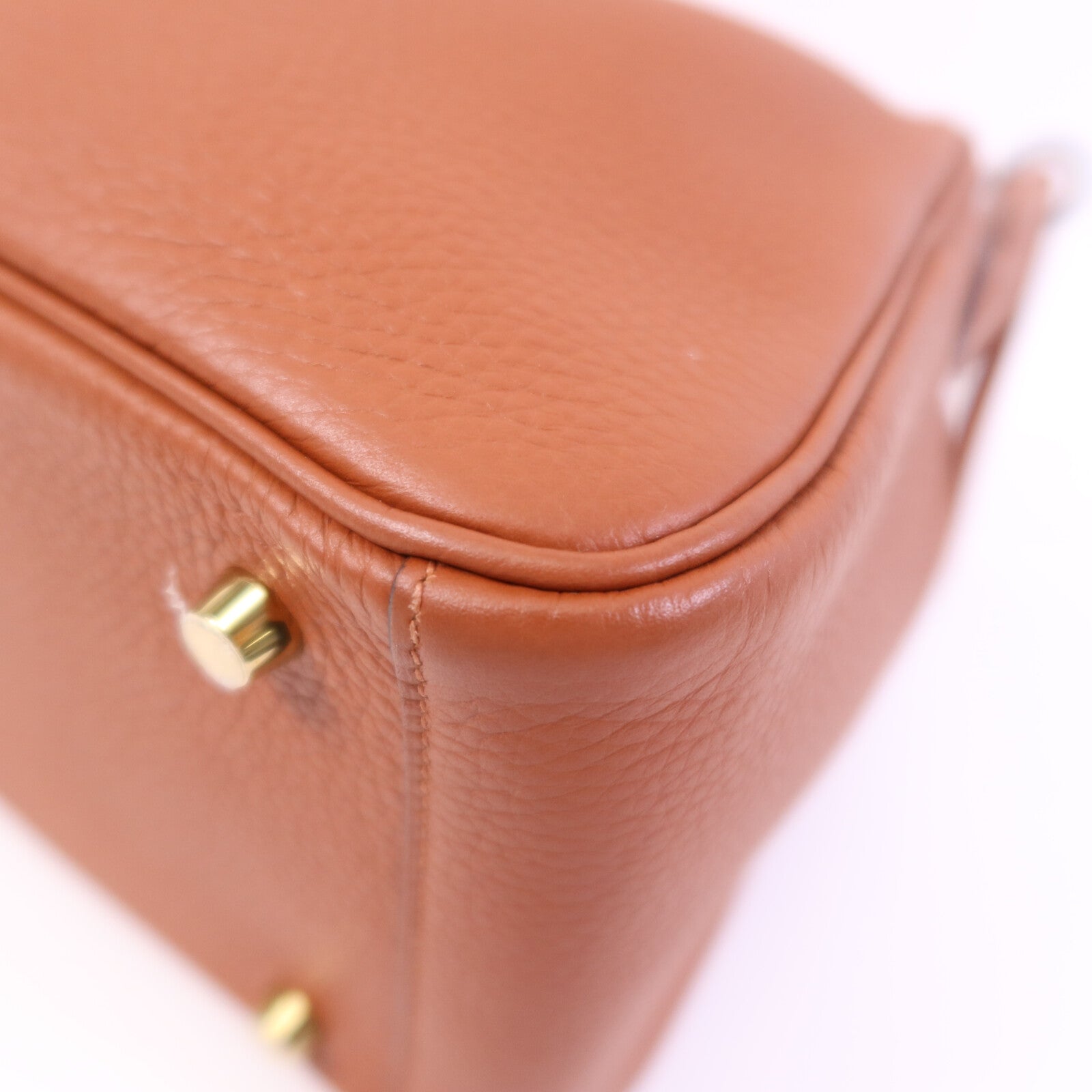 HERMES Clemence皮革Lindy 26金扣手挽肩背兩用袋Cuivre