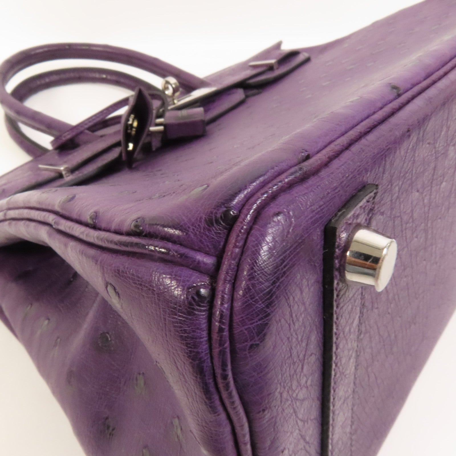 HERMES 【激減優惠】鴕鳥皮革Birkin 30銀扣手挽袋Amethyst
