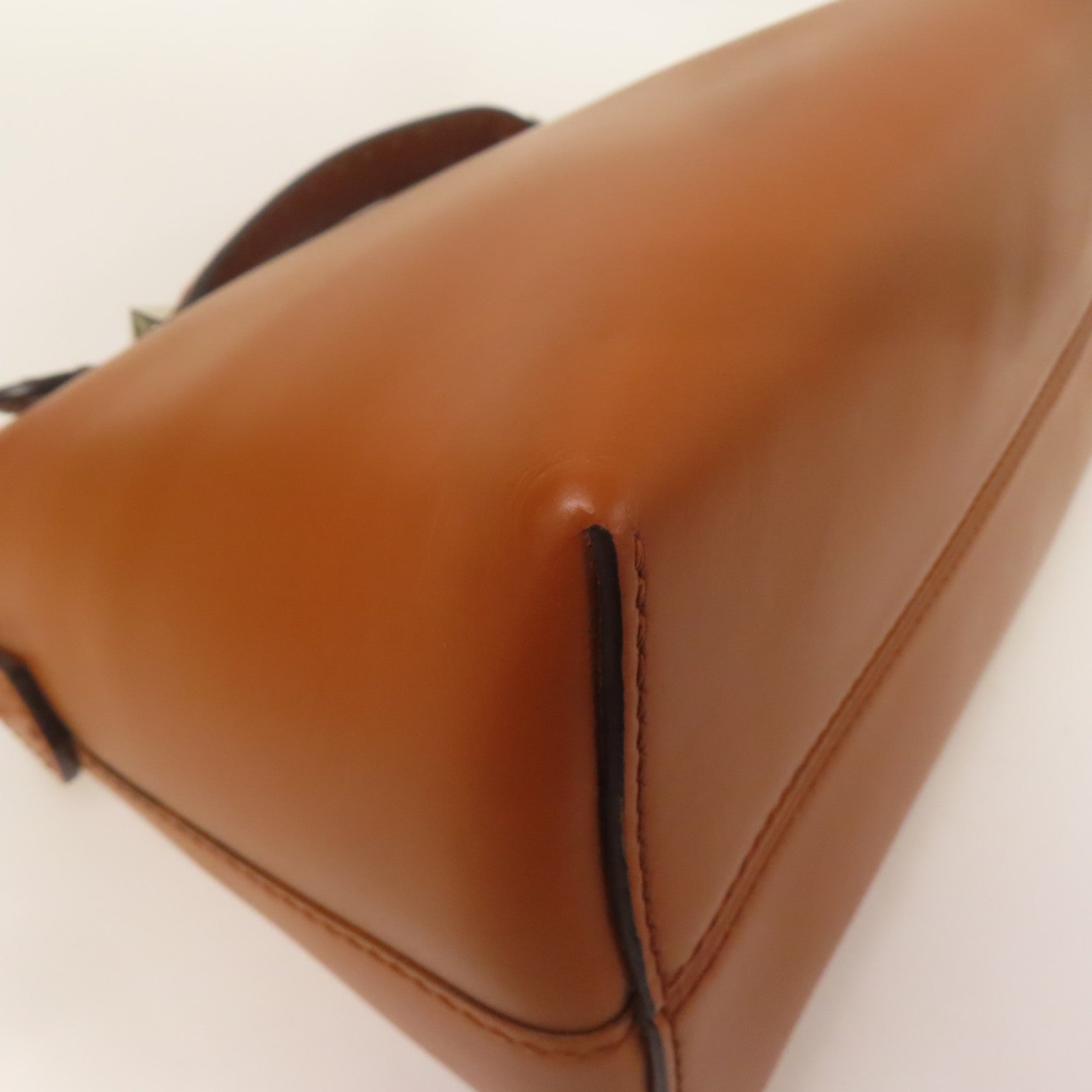 FENDI 牛皮皮革By The Way銀扣手挽肩背兩用袋棕色