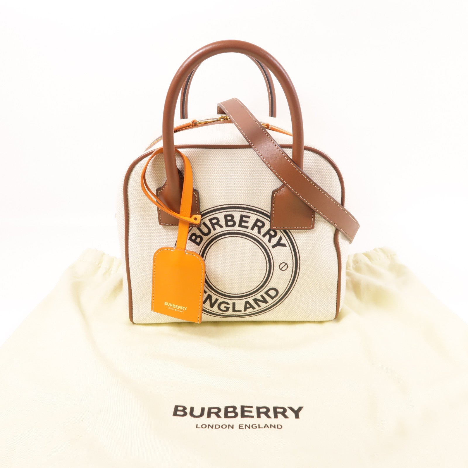 BURBERRY 帆布2 Way Shoulder金扣手挽肩背兩用袋