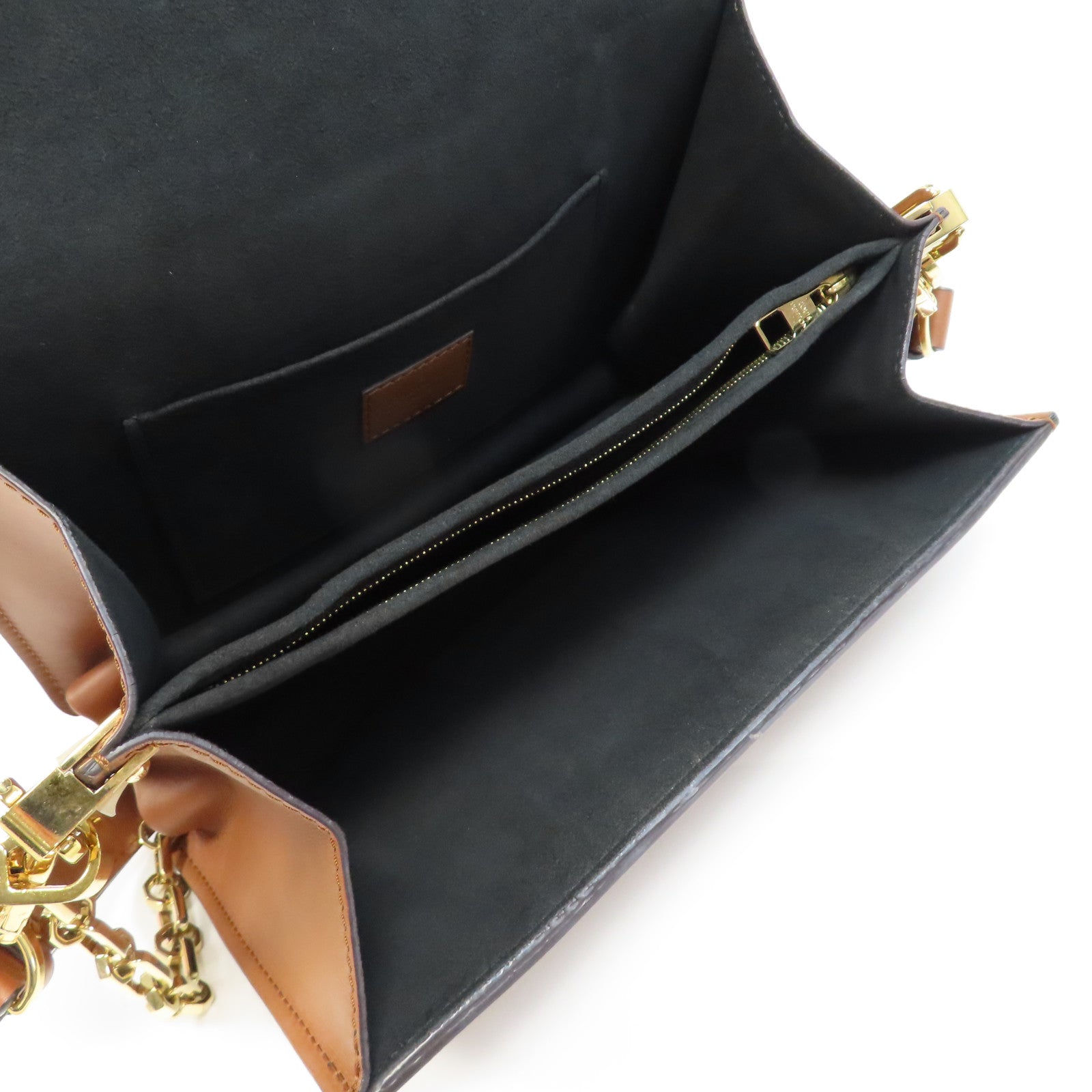 LOUIS VUITTON Monogram Dauphine MM金扣鏈帶肩背袋啡色