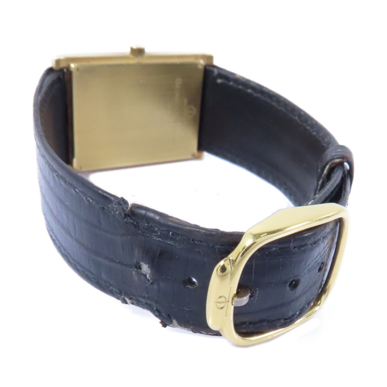 Baume & Mercier 蜥蝪皮革/18K黃金手錶石英機芯白色