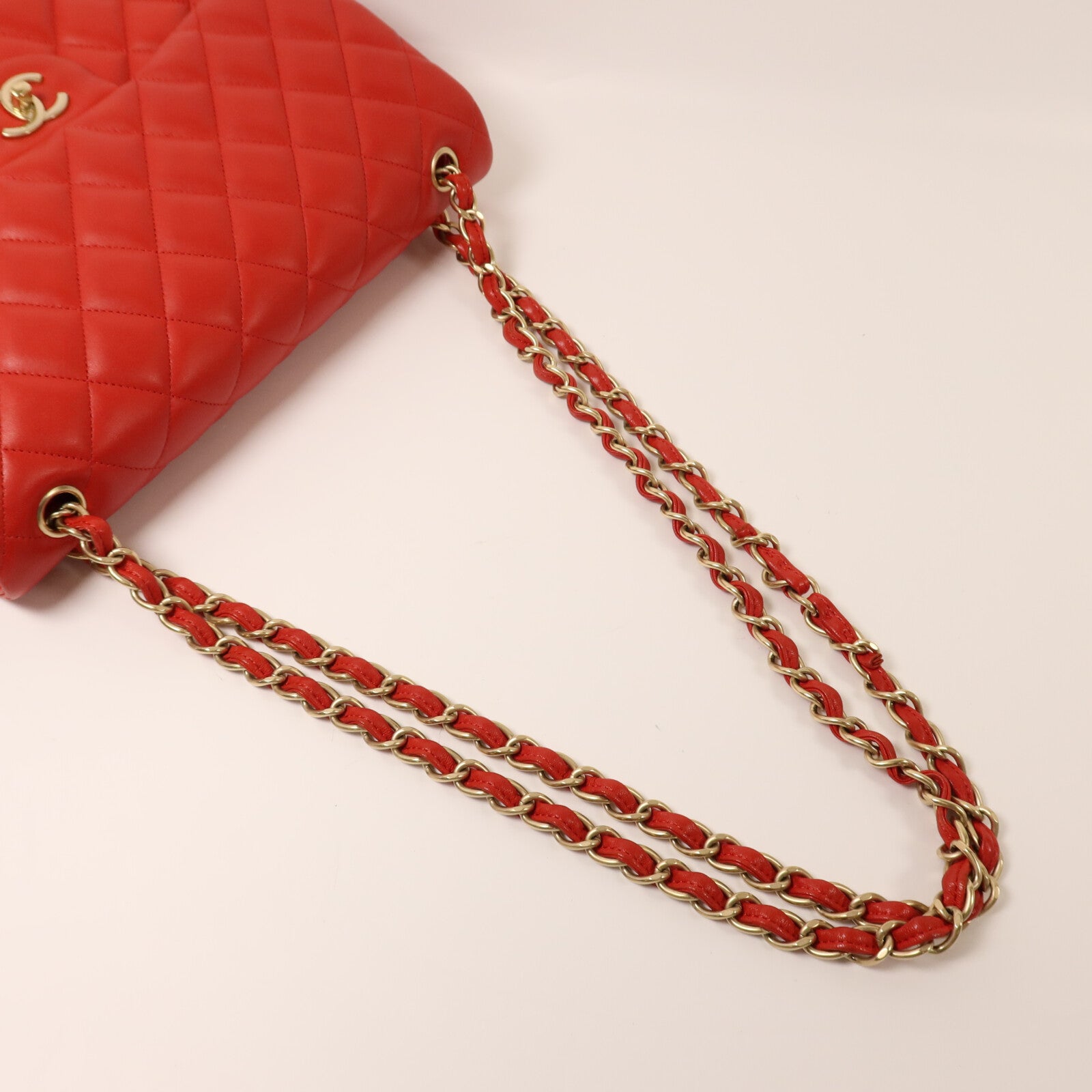 CHANEL 羊皮皮革Large Classic金扣鏈帶肩背袋