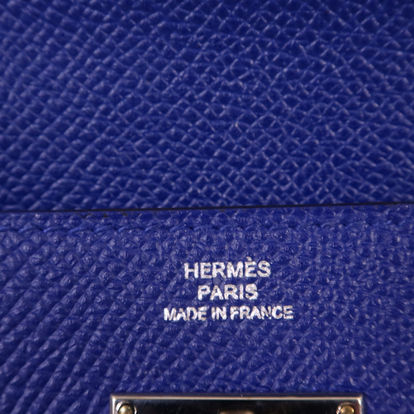 HERMES Epsom皮革Kelly Wallet銀扣長錢包Bleu Electrique