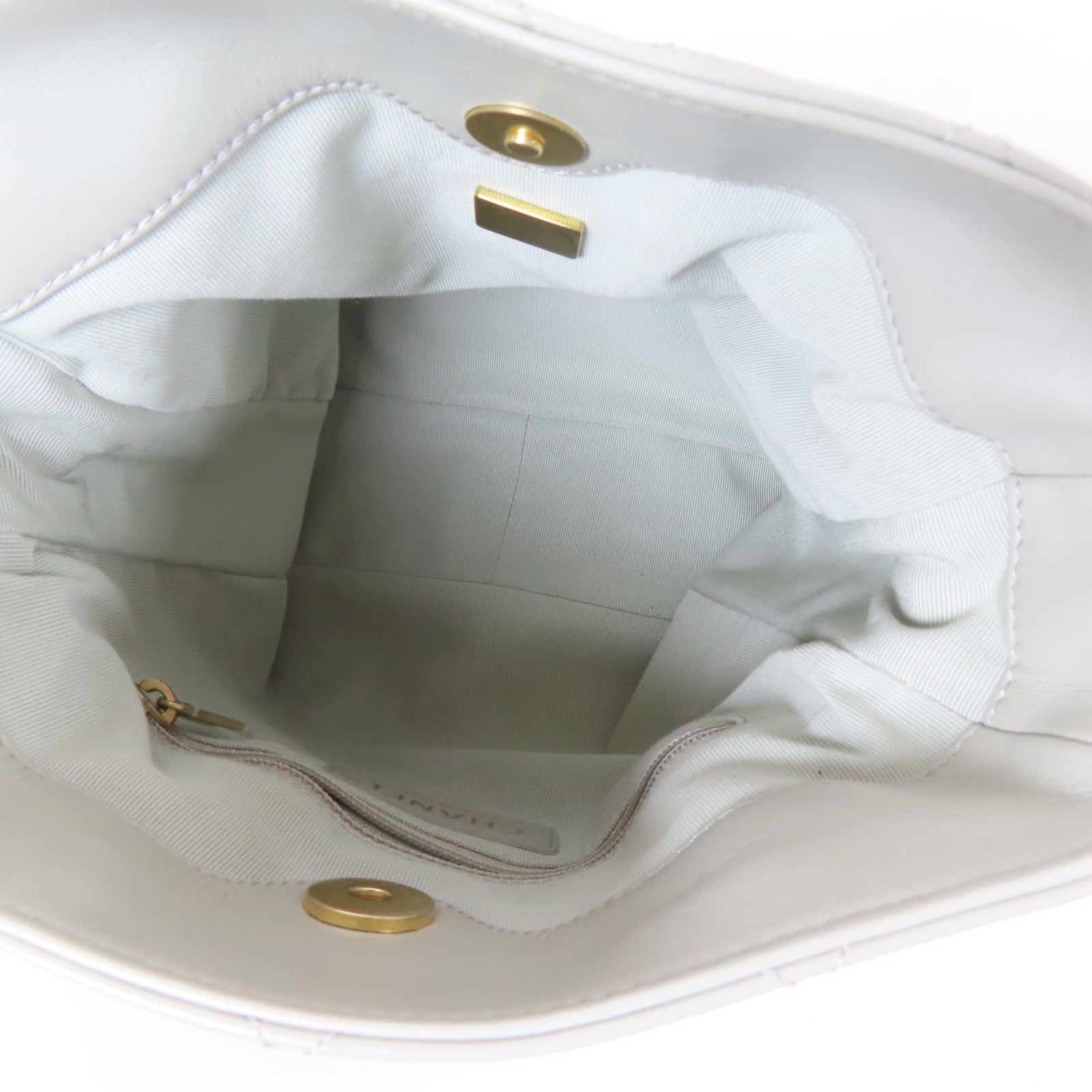 CHANEL 【激減優惠】菱格皮革Bucket Chain Shoulder金扣鏈帶肩背袋灰色