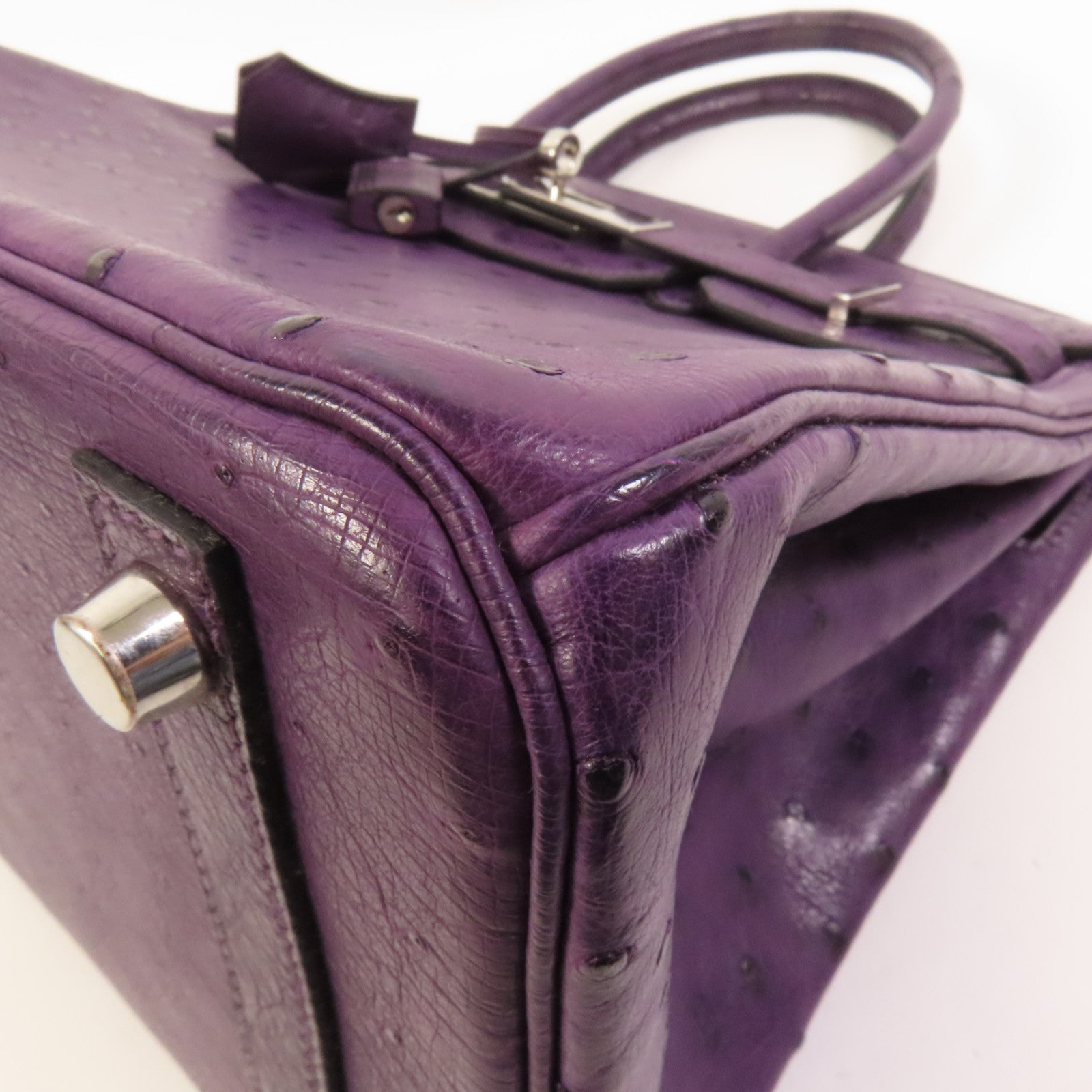 HERMES 【激減優惠】鴕鳥皮革Birkin 30銀扣手挽袋Amethyst