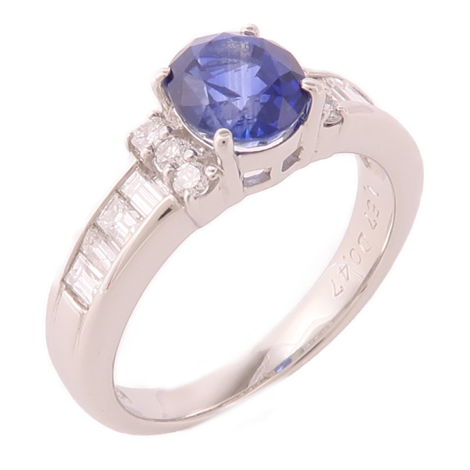 JEWELRY PT900鉑金/Sapphire/Diamond Ring藍寶石/鑽石戒指US#6