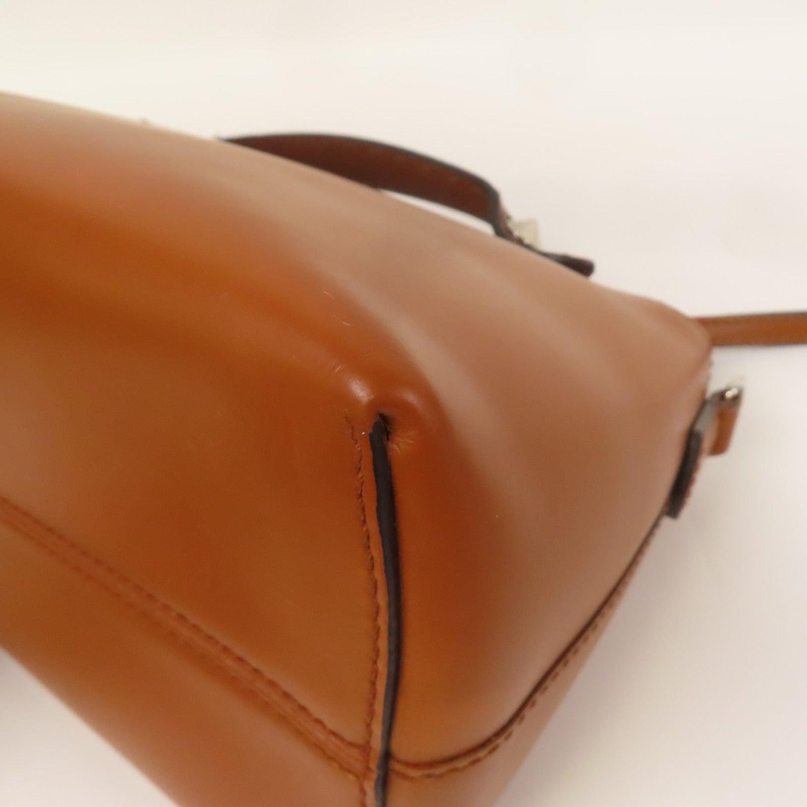 FENDI 牛皮皮革By The Way銀扣手挽肩背兩用袋棕色