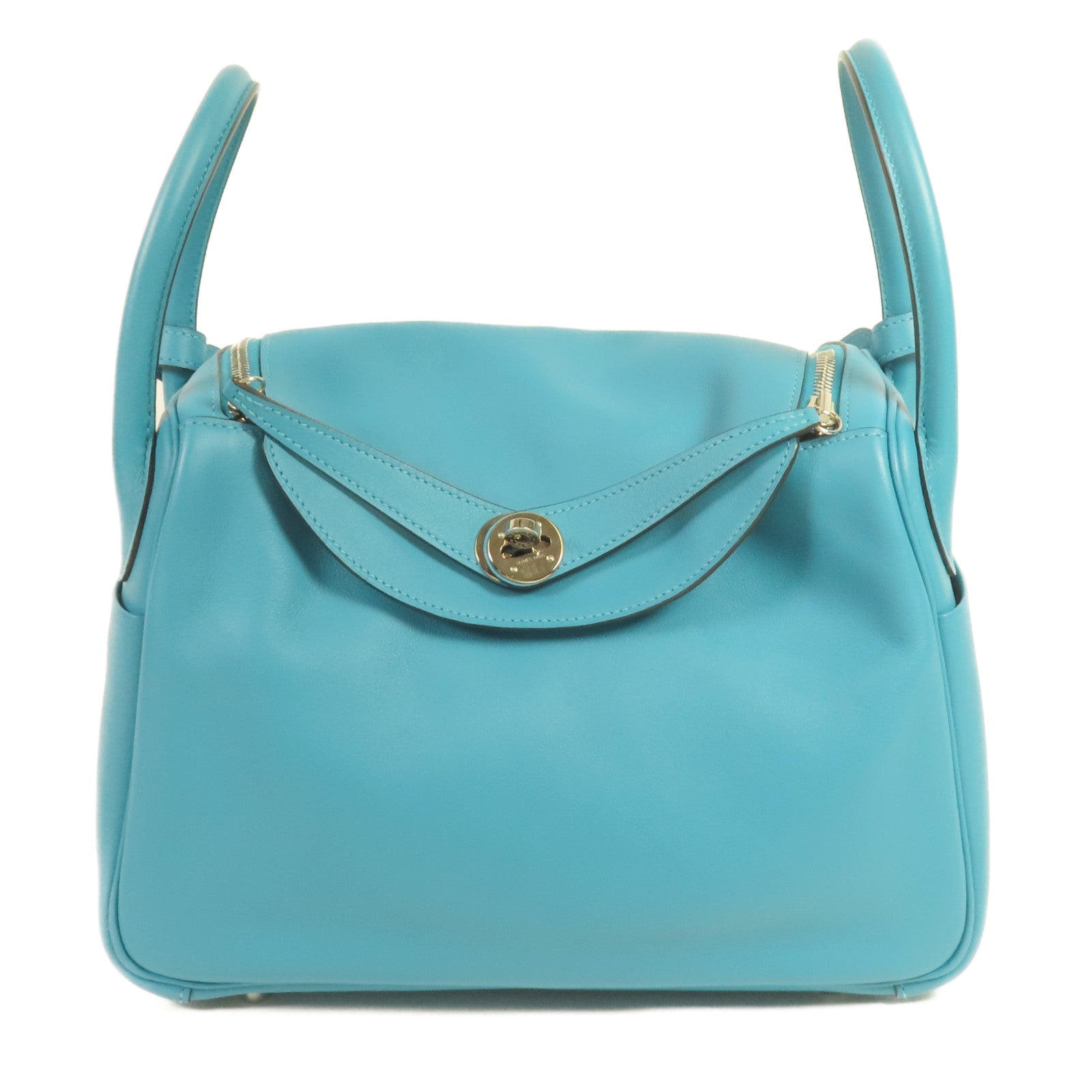HERMES Swift皮革Lindy 30銀扣肩背袋7B Turquoise