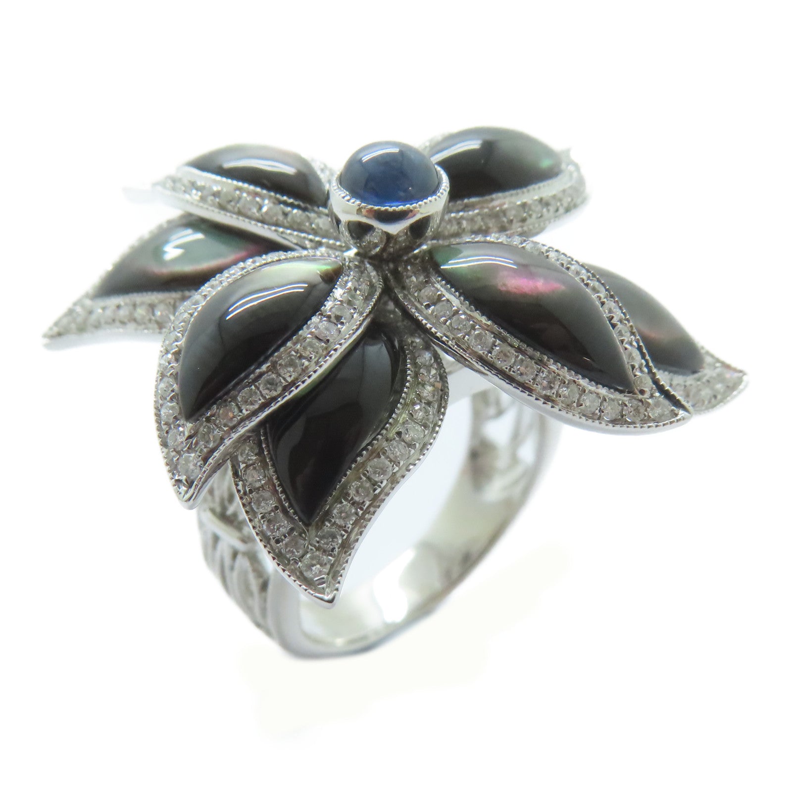 JEWELRY 【激減優惠】18K白金Shell Ring 4.66ct貝殼/0.83ct鑽石戒指US#6.5