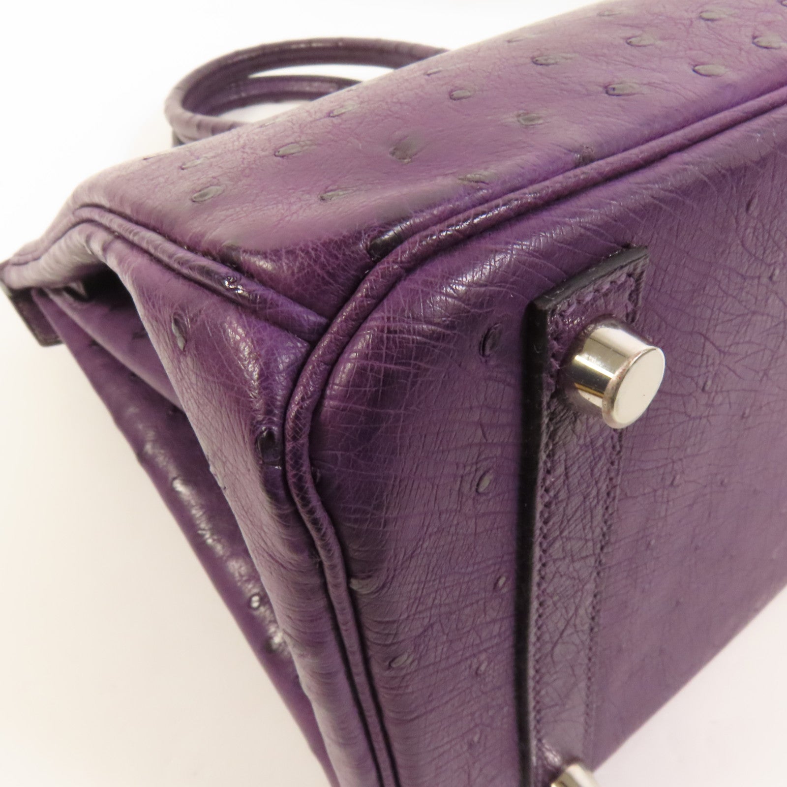 HERMES 【激減優惠】鴕鳥皮革Birkin 30銀扣手挽袋Amethyst
