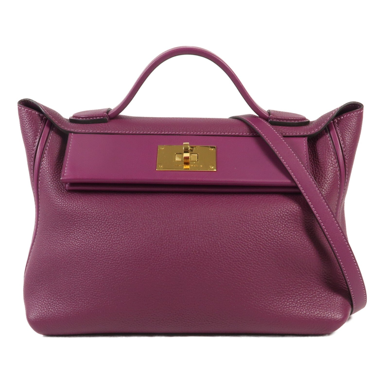 HERMES Clemence皮革24/24 29CM金扣手挽肩背兩用袋Anemone