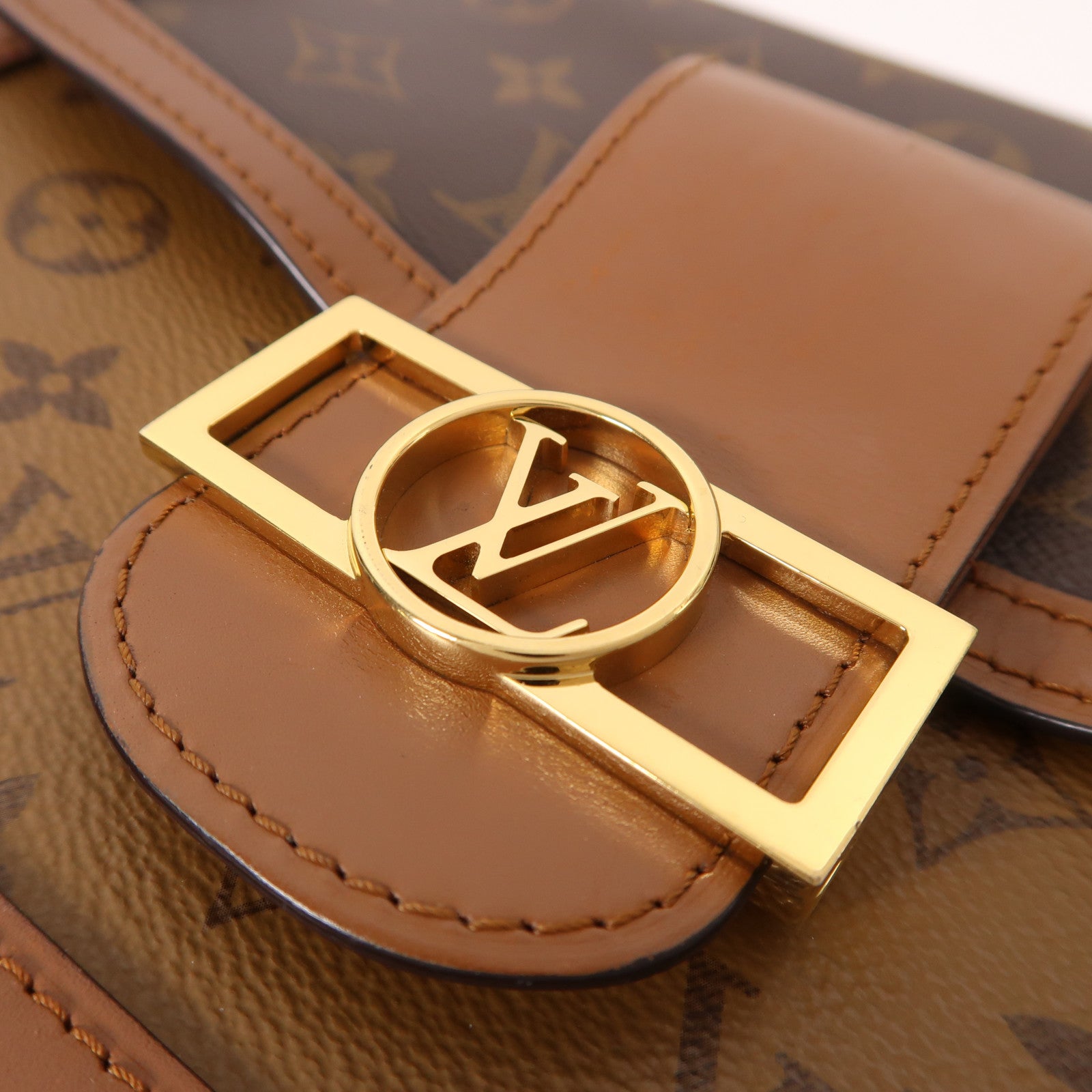 LOUIS VUITTON Monogram Reverse Dauphine MM金扣肩背袋