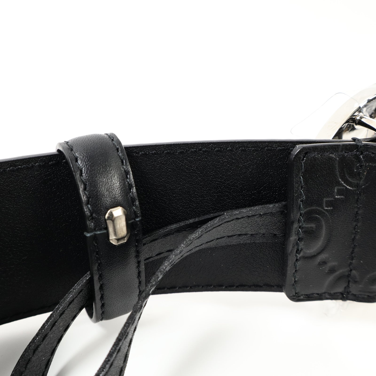 GUCCI 牛皮皮革Belt銀扣皮帶