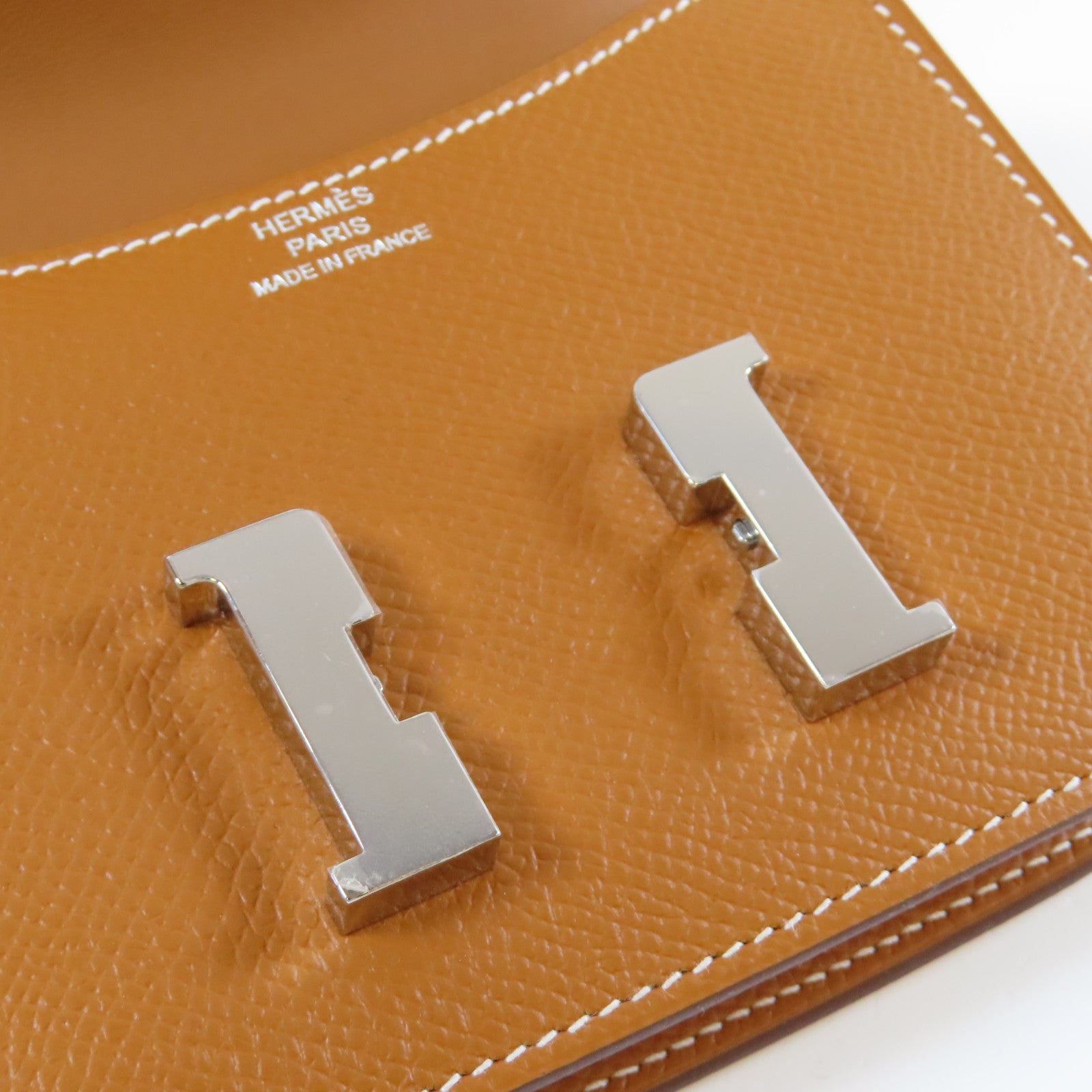 HERMES Epsom皮革Constance Slim銀扣錢包Gold經典駝色