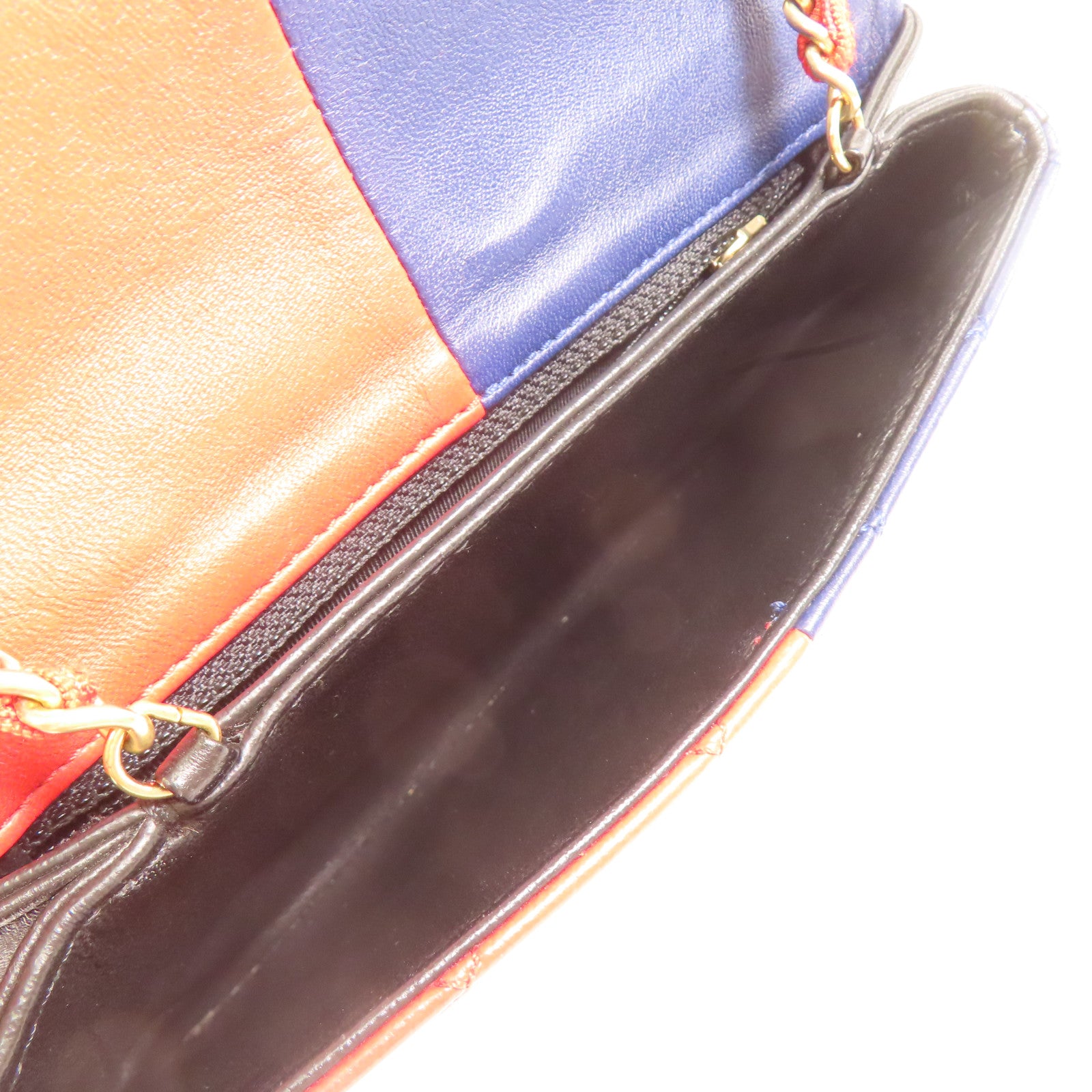 CHANEL 羊皮皮革Colorblock Pagoda Flap金扣鏈帶肩背袋