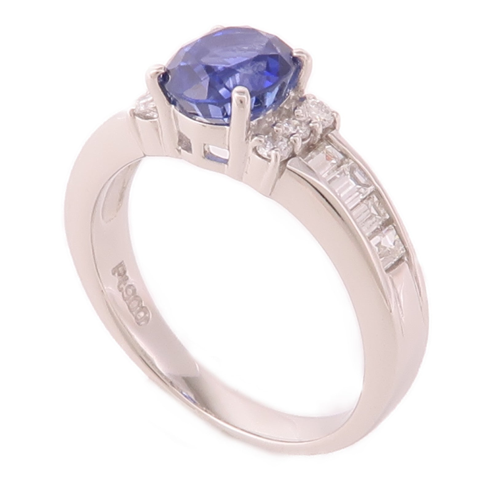 JEWELRY PT900鉑金/Sapphire/Diamond Ring藍寶石/鑽石戒指US#6