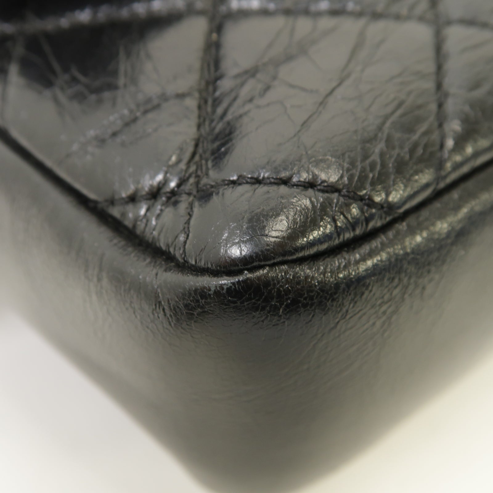 CHANEL 【激減優惠】菱格牛皮皮革Chain Shoulder銀扣鏈帶肩背袋黑色