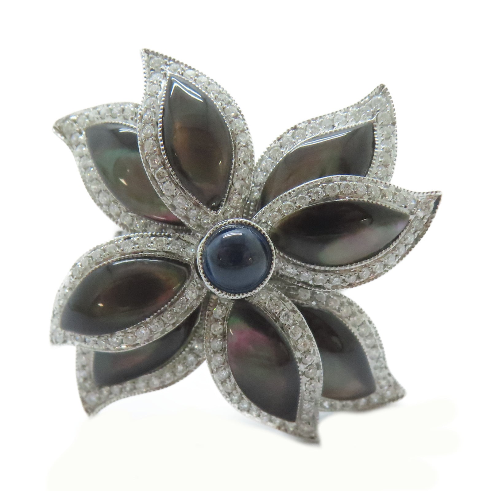 JEWELRY 【激減優惠】18K白金Shell Ring 4.66ct貝殼/0.83ct鑽石戒指US#6.5
